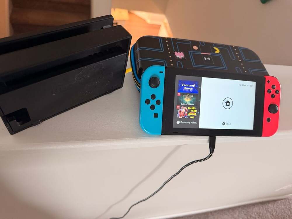 Nintendo Switch Console with Dock and Pac-Man Case